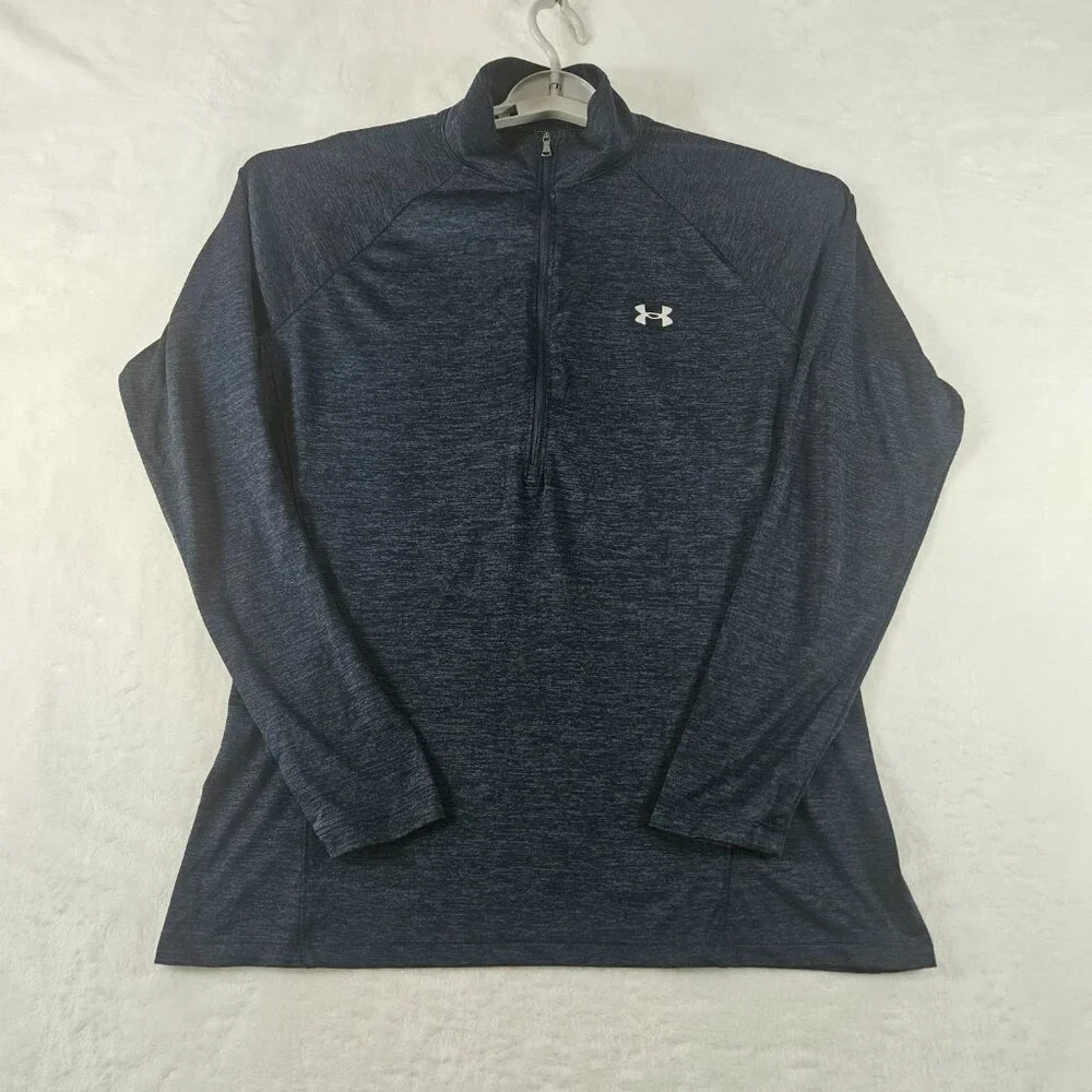 Under Armour Women's Sz L UA Tech Twist 1/2 Zip Long Sleeve Shirt 1320128 Blue - Picture 3 of 13